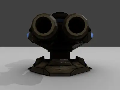 Sci-fi Low-poly Cannon Turret Low-poly 3D model