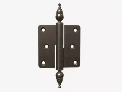 door lift off butt hinge with decorative endings brass coated 3D model
