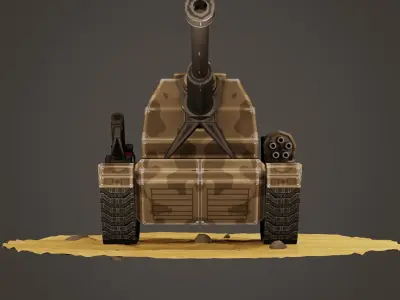 stylized Self-propelled artillery Low-poly 3D model