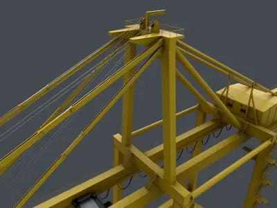 PBR Quayside Container Crane V2 - Yellow Light Low-poly 3D model