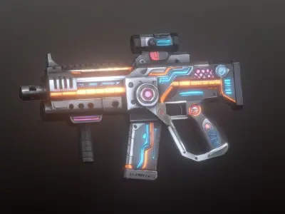 Sci-Fi Pulse SMG - Futuristic Submachine Gun Game Ready 3D Model Low-poly 3D model