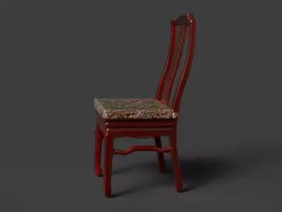 Chinese wooden chair  Low-poly 3D model