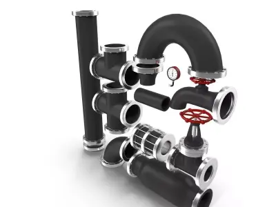 Industrial Pipes 3D model Textured