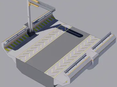 Sci-fi Modular Uncovered Elevated Walkway  3D model