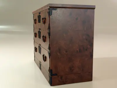 Japanese folk art chest of drawer 3D model get