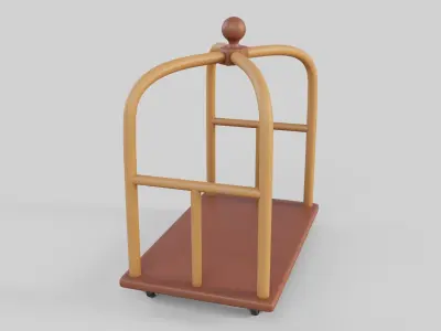 Cartoon Style Hotel Trolley and Suitcase 3D model