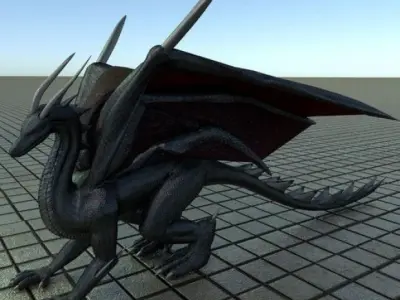 Black Dragon Rigged and Game Ready 3D Model 3D model
