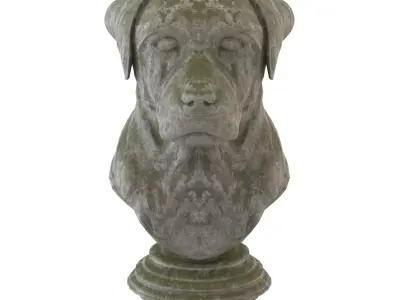 Dog bust stone statues Low-poly 3D model