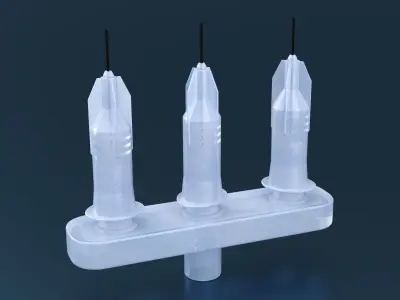 Multi Injector 3 Needles Straight Transparent 3D model