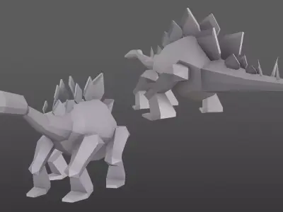 low Poly dino two dinosaurs Low-poly 3D model