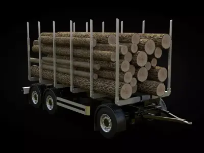 Timber 2 Axle Trailer 3D model