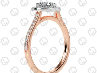 Ring 194 Heart Shape Cathedral Halo pave set with Gems 3D print model
