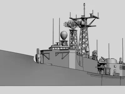 FFG7 Oliver Hazard Perry class frigate Low-poly 3D model