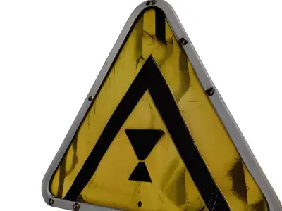Grungy Industrial Hazard Warning Sign 3D model
