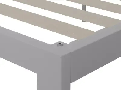 Metal Bed Frame with Wooden Pallet Base  Realistic 3D Model Low-poly 3D model