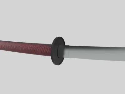 Katana samurai sword Low-poly 3D model 17