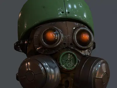 Gas mask helmet 3d model scifi Low-poly Low-poly 3D model Low-poly 3D model 28