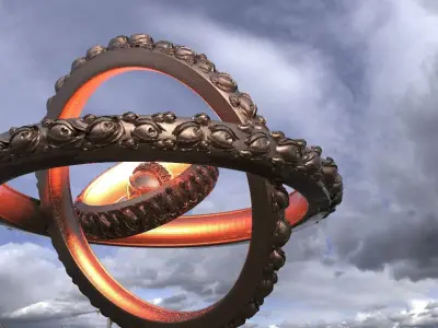Angel Wheel Eye Rings Full Scene 3D model