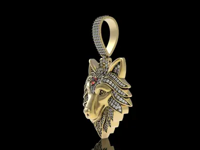 Wolf Diamond Pendant 3D print model