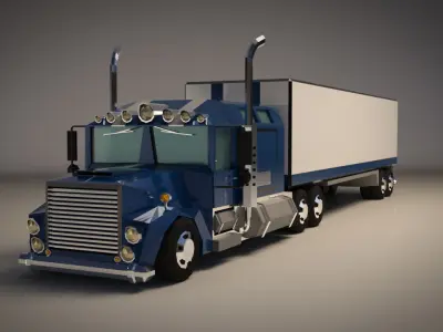 Low-Poly Cartoon Lorry Truck Low-poly 3D model