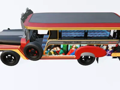 Jeepney 3D Model  Traditional Philippine Public Transport Low-poly 3D model