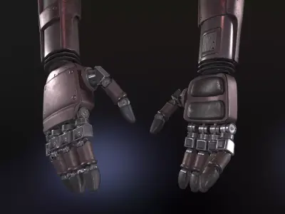 Low poly metallic arm for game Low-poly 3D model