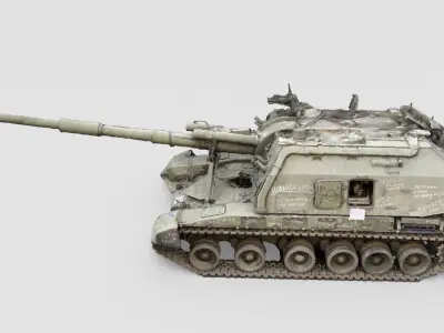 Destroyed 2S19 Msta 152 mm self-propelled howitzer M1990 3D model get