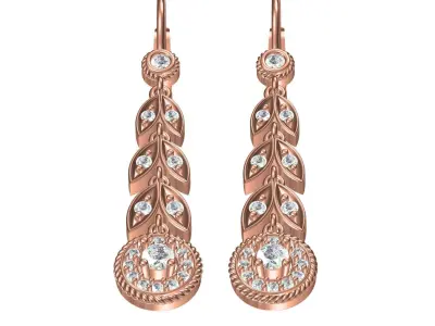 Antique Floral Design Lond Dongle Earring 3D print model