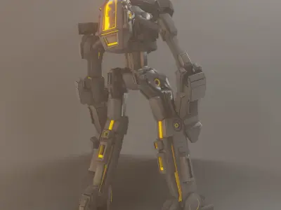 Rigged worker droid robot 3D model