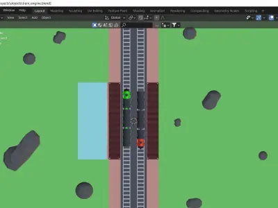 Low poly railway station Low-poly 3D model