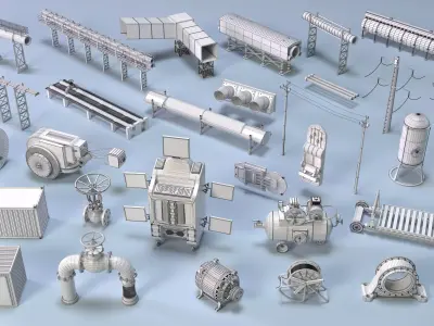Industrial Units Collection 4 - 29 pieces 3D model