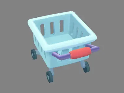 Cartoon shopping cart - B Low-poly 3D model