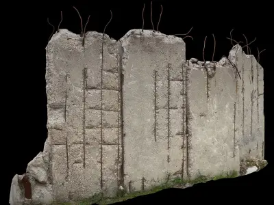 concrete slabs fence industrial wall photogrammetry Low-poly 3D model