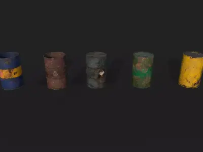Rusty Metal Barrels Low-poly 3D model