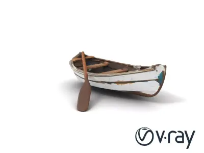Weathered Rowboat and Oars Historical model pack Low-poly 3D model