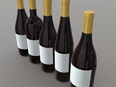 Wine Bottles Low-poly 3D model