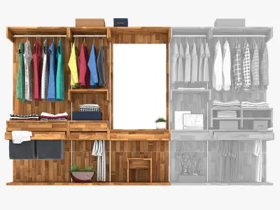 Wardrobe three part 1 3D model purchase