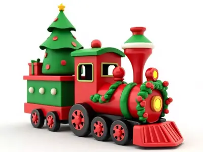Christmas Toy Train 3D Model Festive Locomotive Low-poly 3D model