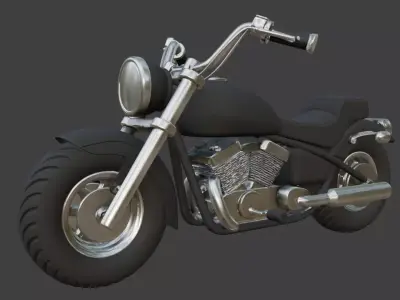 Cartoon Black Motorcycle 3D Model 3D model purchase