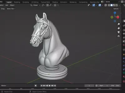 French Imperial Knight chess piece 3D print model