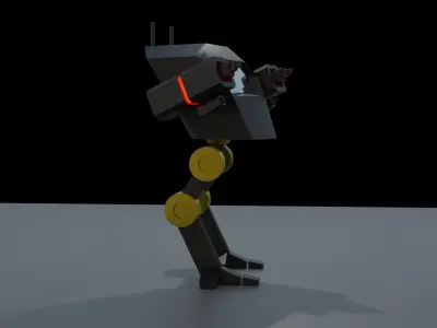 Low Poly Coloured  Mecha Low-poly 3D model
