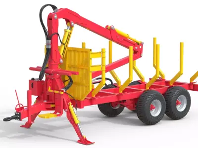 Xylotrail 11 Logging Forestry Trailer Low-poly 3D model