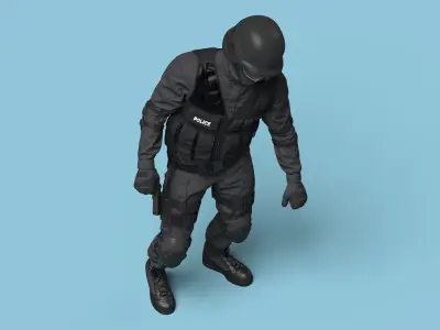 SWAT Police Officer Rigged for Cinema 4D 3D model