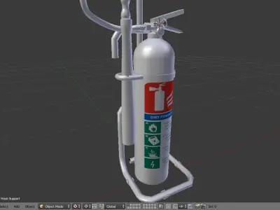 Fire Extinguisher with Support - Safety and Emergency Equipment Low-poly 3D model