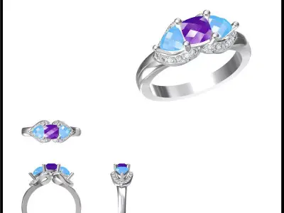 JCD Format Antique color stone rings jewelry cad programs 3D print model purchase