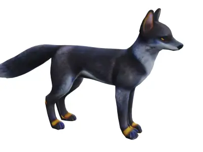 Gray Fox low poly Low-poly 3D model