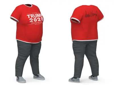 Patriotic TShirt Trump 2028 for the Fat Man 3D model