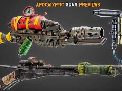 30 Game-Ready Apocalyptic Guns - Vol 23 Low-poly 3D model