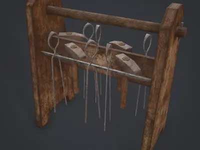 Medieval Blacksmith Tool Rack Low-poly 3D model purchase