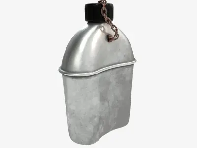 US Bottle Canteen WWII Low-poly 3D model